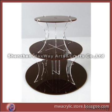 Black Round Finely Designed Acrylic 3 Tiers Cup Cake Display Stand Rack